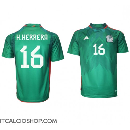 Messico Hector Herrera #16 Prima Maglia Mondiali 2022 Manica Corta